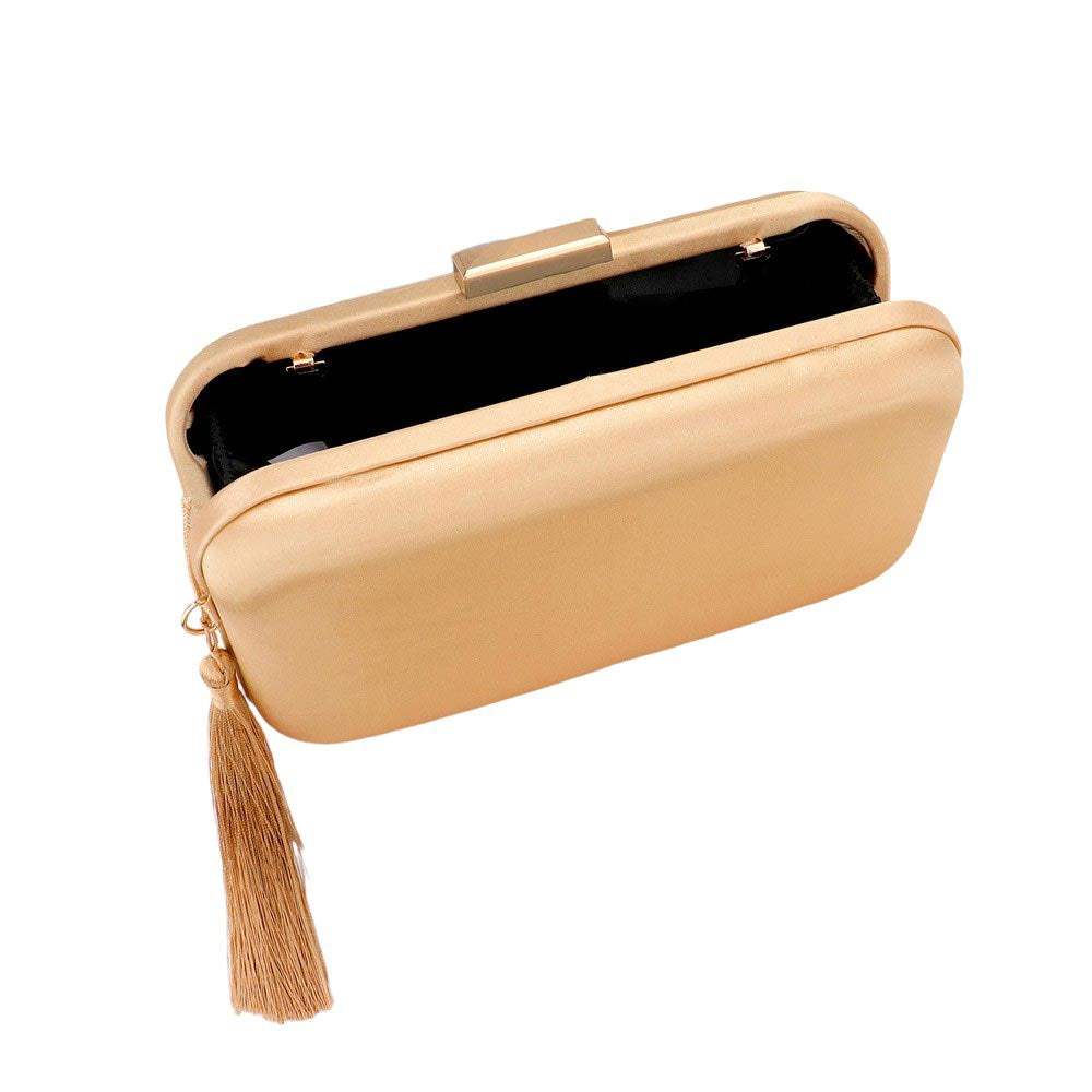 Tassel Pointed Solid Clutch Crossbody Bag - Madeline Love - Flyclothing LLC