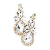 Teardrop Accented Dangle Evening Earrings - Madeline Love - Flyclothing LLC