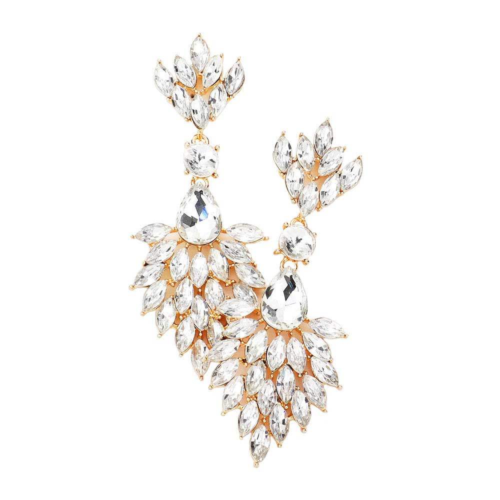 Teardrop Accented Marquise Stone Cluster Evening Earrings - Madeline Love - Flyclothing LLC