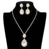 Teardrop Accented Rhinestone Necklace - Madeline Love - Flyclothing LLC