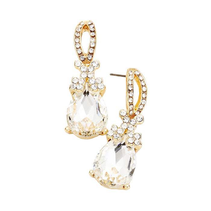 Teardrop Crystal Rhinestone Evening Earrings - Madeline Love - Flyclothing LLC