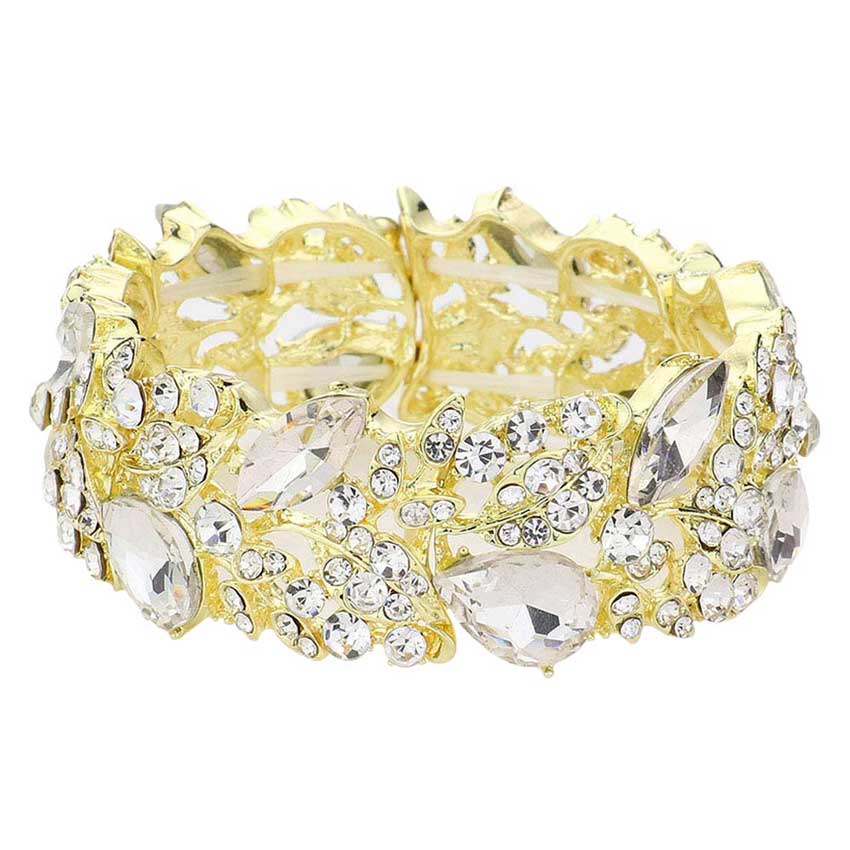 Teardrop Marquise Stone Cluster Stretch Evening Bracelet - Madeline Love - Flyclothing LLC