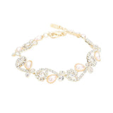 Teardrop Pearl Rhinestone Pave Floral Evening Bracelet - Madeline Love - Flyclothing LLC