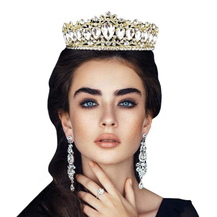 Teardrop Stone Accented Crown Tiara - Madeline Love - Flyclothing LLC