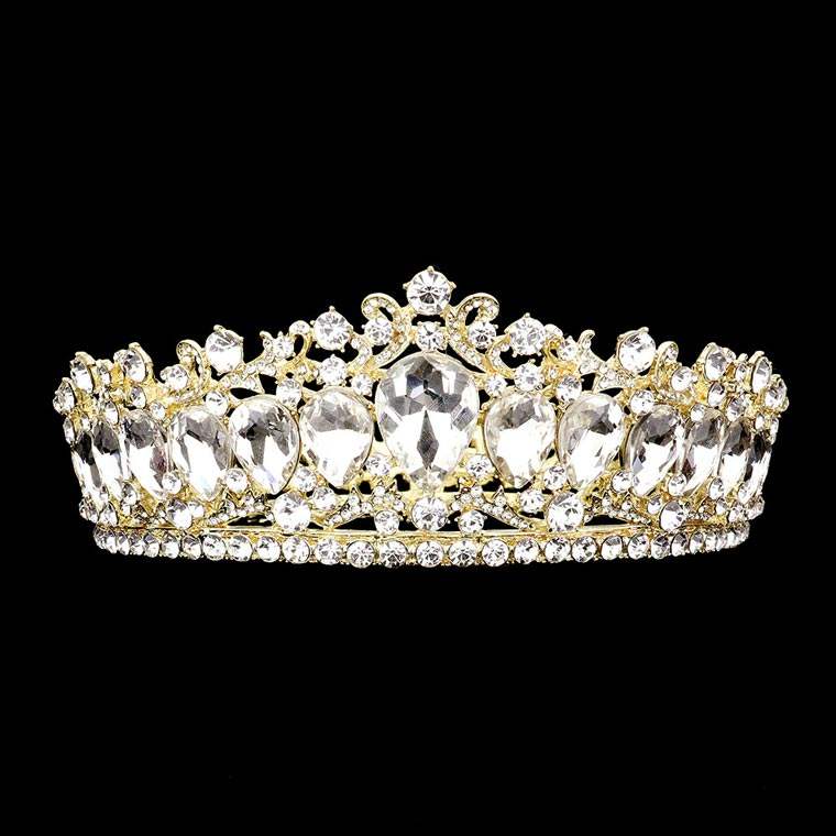 Teardrop Stone Accented Crown Tiara - Madeline Love - Flyclothing LLC