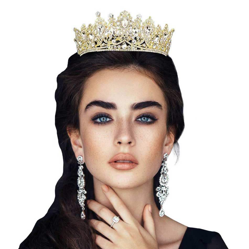 Teardrop Stone Accented Crown Tiara - Madeline Love - Flyclothing LLC