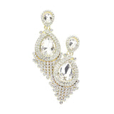 Teardrop Stone Accented Dangle Evening Earrings - Madeline Love - Flyclothing LLC
