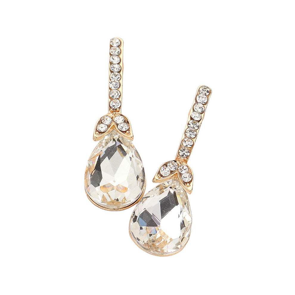 Teardrop Stone Accented Evening Earrings - Madeline Love - Flyclothing LLC