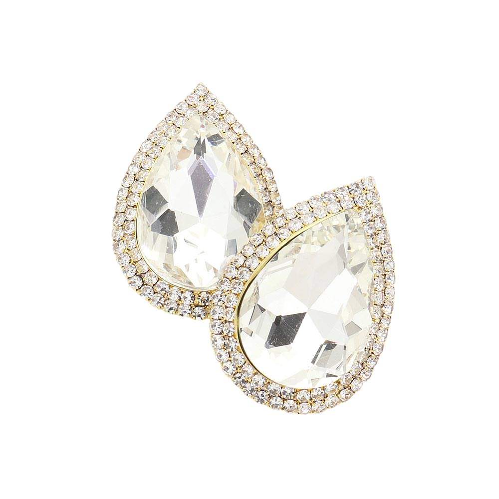 Teardrop Stone Accented Evening Earrings - Madeline Love - Flyclothing LLC