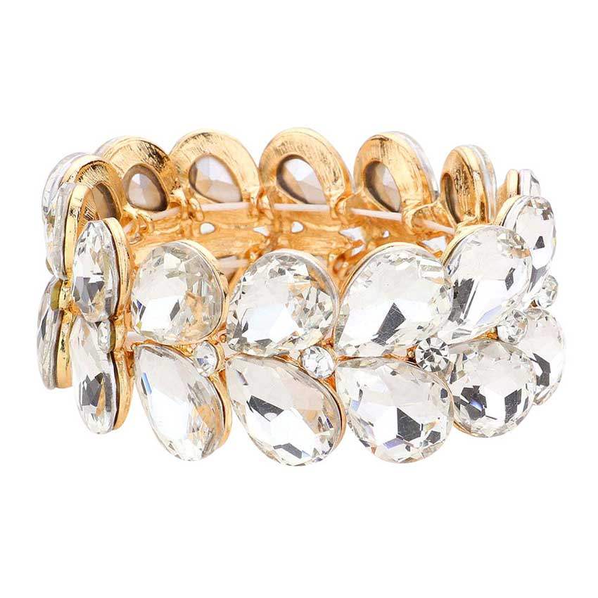 Teardrop Stone Embellished Evening Bracelet - Madeline Love - Flyclothing LLC