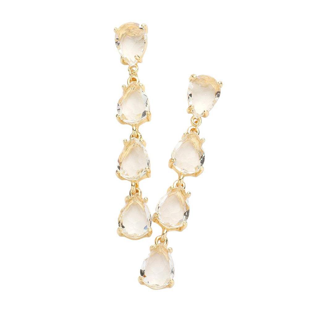 Teardrop Stone Link Dangle Evening Earrings - Madeline Love - Flyclothing LLC
