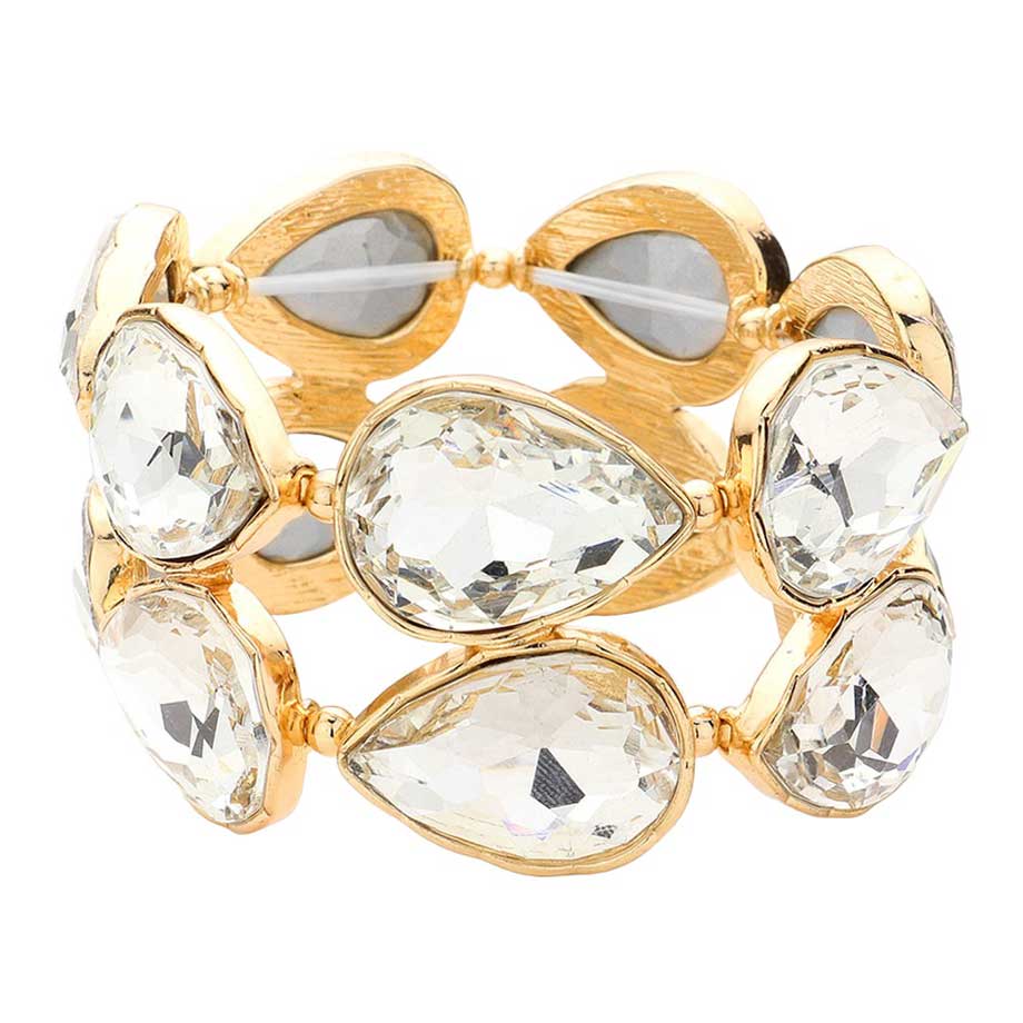 Teardrop Stone Stretch Evening Bracelet - Madeline Love - Flyclothing LLC