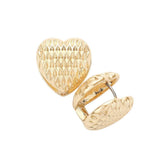 Textured Heart Metal Huggie Earrings - Madeline Love - Flyclothing LLC