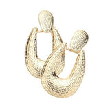 Textured Open Metal Dangle Earrings - Madeline Love - Flyclothing LLC