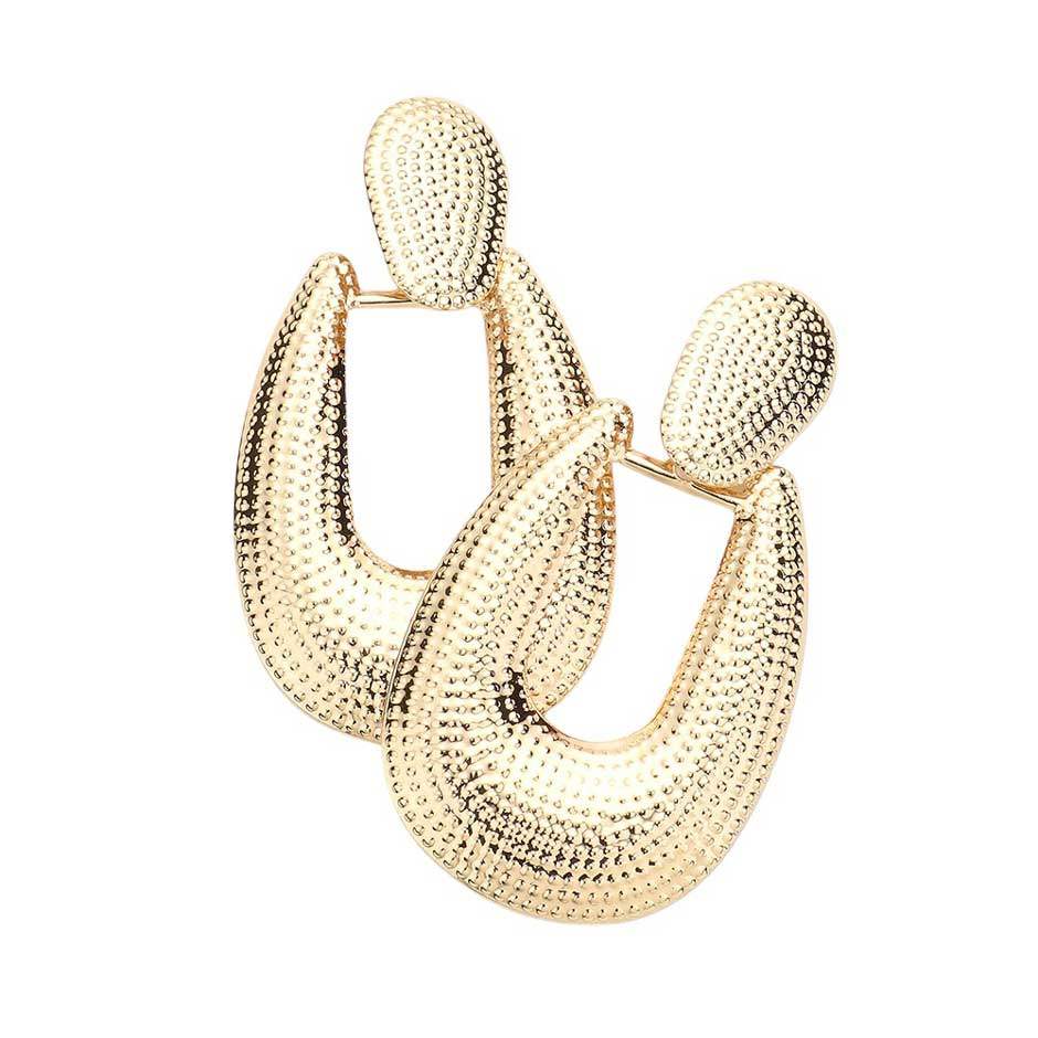 Textured Open Metal Dangle Earrings - Madeline Love - Flyclothing LLC