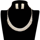 Trendy Crystal Rhinestone Pave Collar Necklace Earring Set - Madeline Love - Flyclothing LLC
