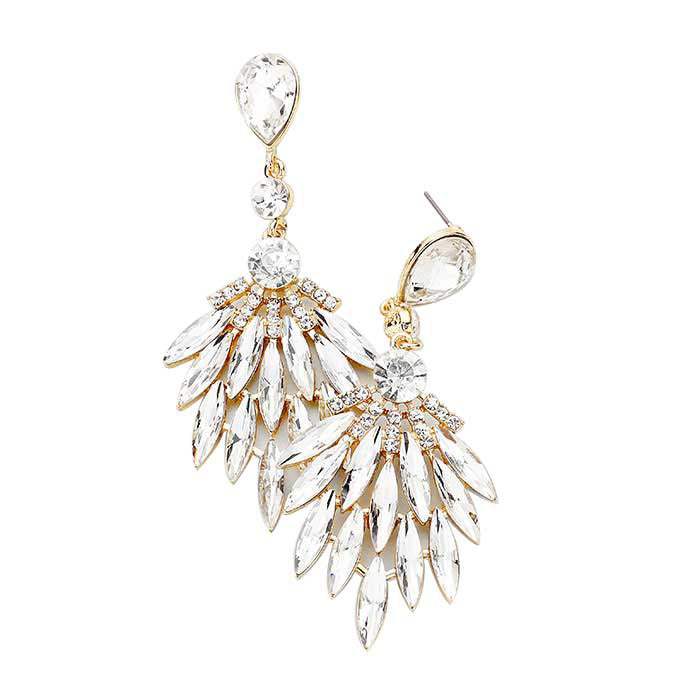Trendy Marquise Stone Cluster Evening Earrings - Madeline Love - Flyclothing LLC