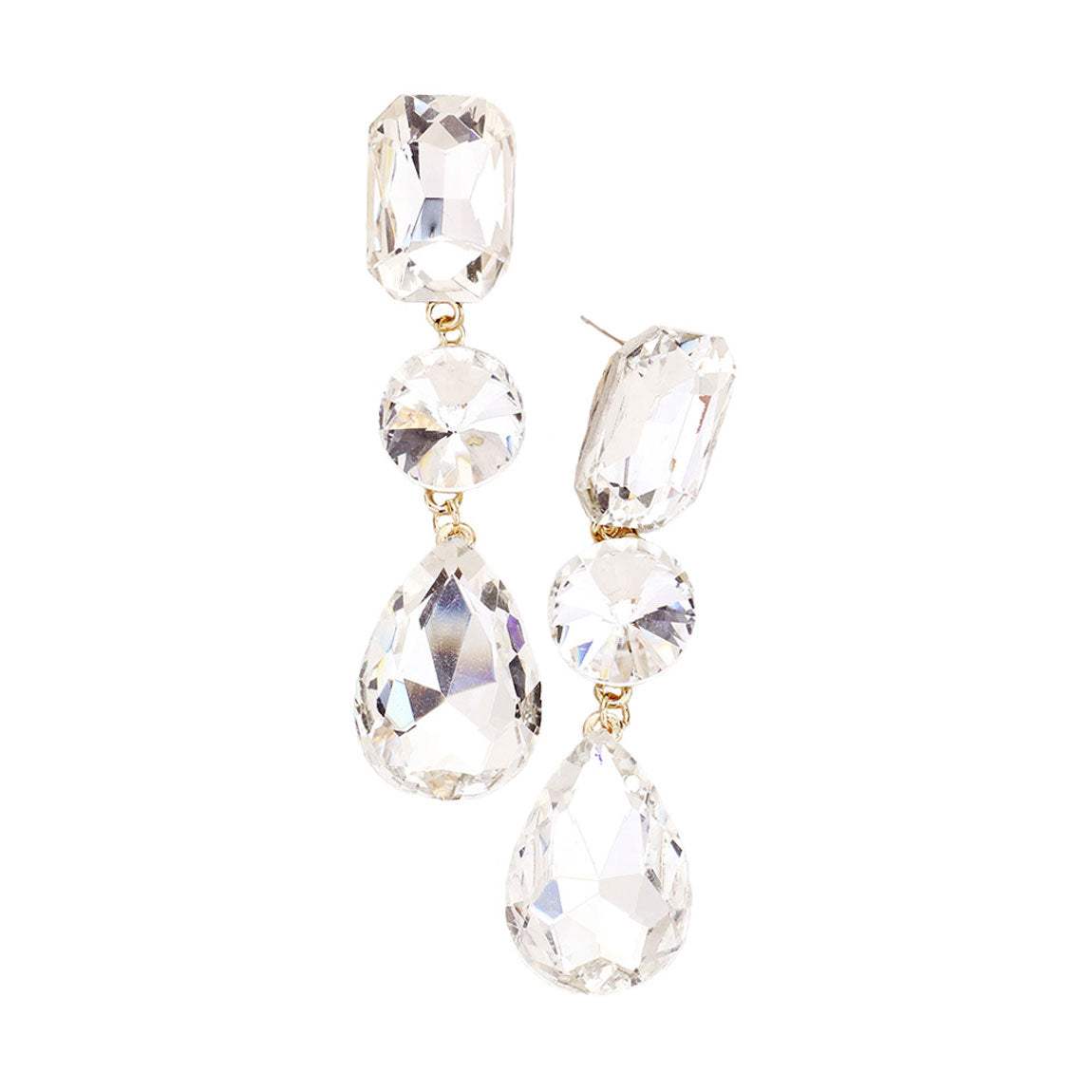 Triple Crystal Rhinestone Evening Earrings - Madeline Love - Flyclothing LLC