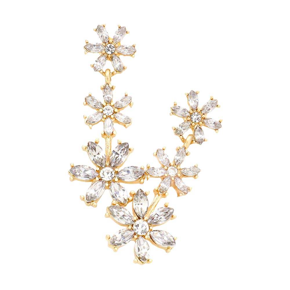 Triple Flower Link Dangle Evening Earrings - Madeline Love - Flyclothing LLC