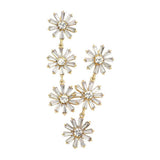 Triple Flower Link Dangle Evening Earrings - Madeline Love - Flyclothing LLC
