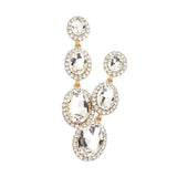 Triple Oval Glass Stone Drop Down Dangle Evening Earrings - Madeline Love - Flyclothing LLC