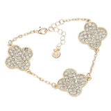 Triple Stone Paved Quatrefoil Link Bracelet - Madeline Love - Flyclothing LLC