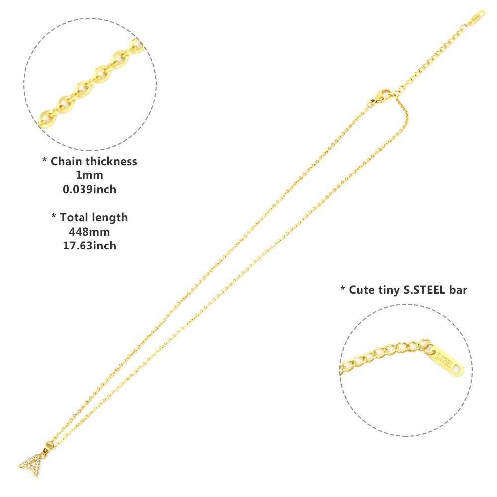 U Stainless Steel CZ Stone Paved Monogram Pendant Necklace - Madeline Love - Flyclothing LLC