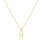 U Stainless Steel CZ Stone Paved Monogram Pendant Necklace - Madeline Love - Flyclothing LLC