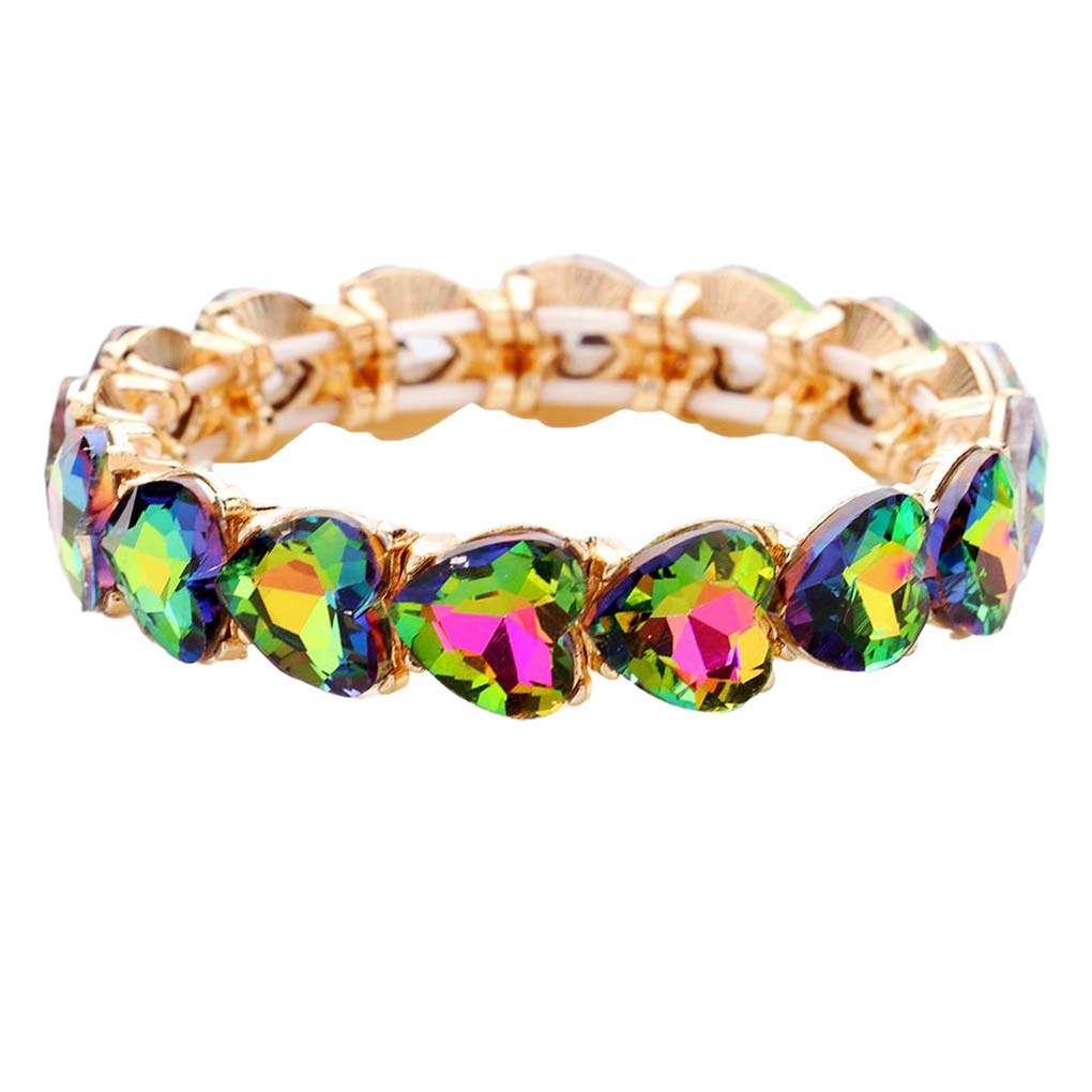 Heart Crystal Stretch Evening Bracelet - Madeline Love - Flyclothing LLC