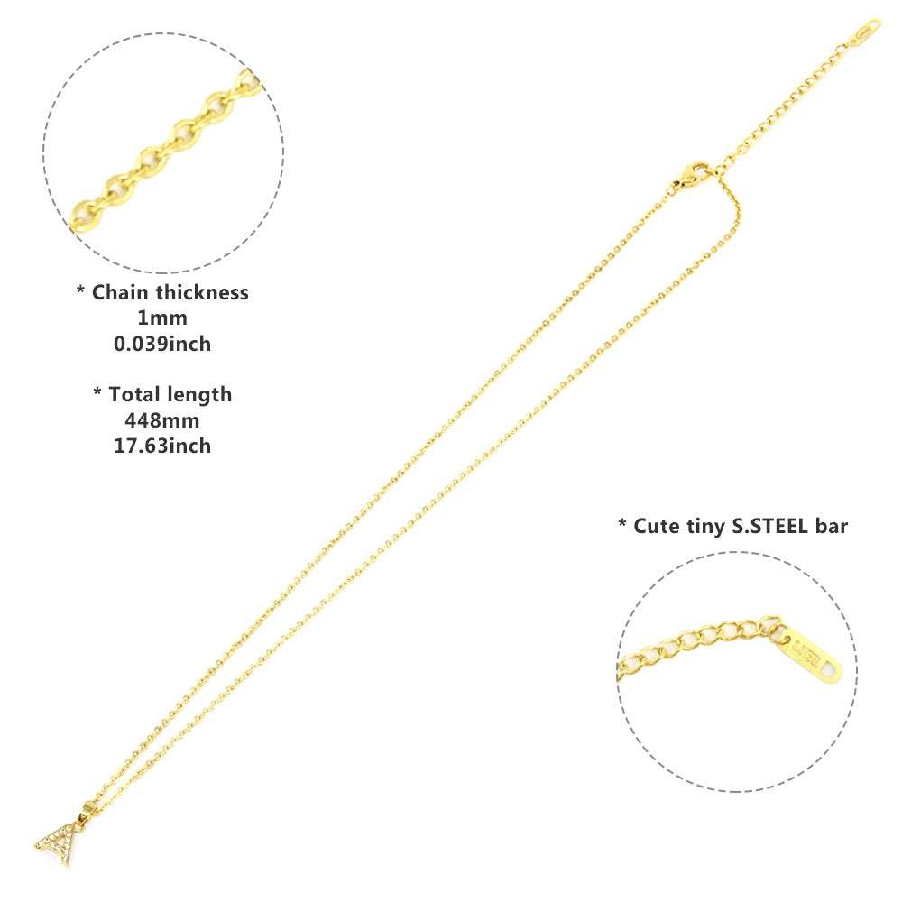 W Stainless Steel CZ Stone Paved Monogram Pendant Necklace - Madeline Love - Flyclothing LLC