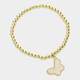 Butterfly Charm Pointed Stainless Steel Ball Beaded Bracelet - Madeline Love - Flyclothing LLC