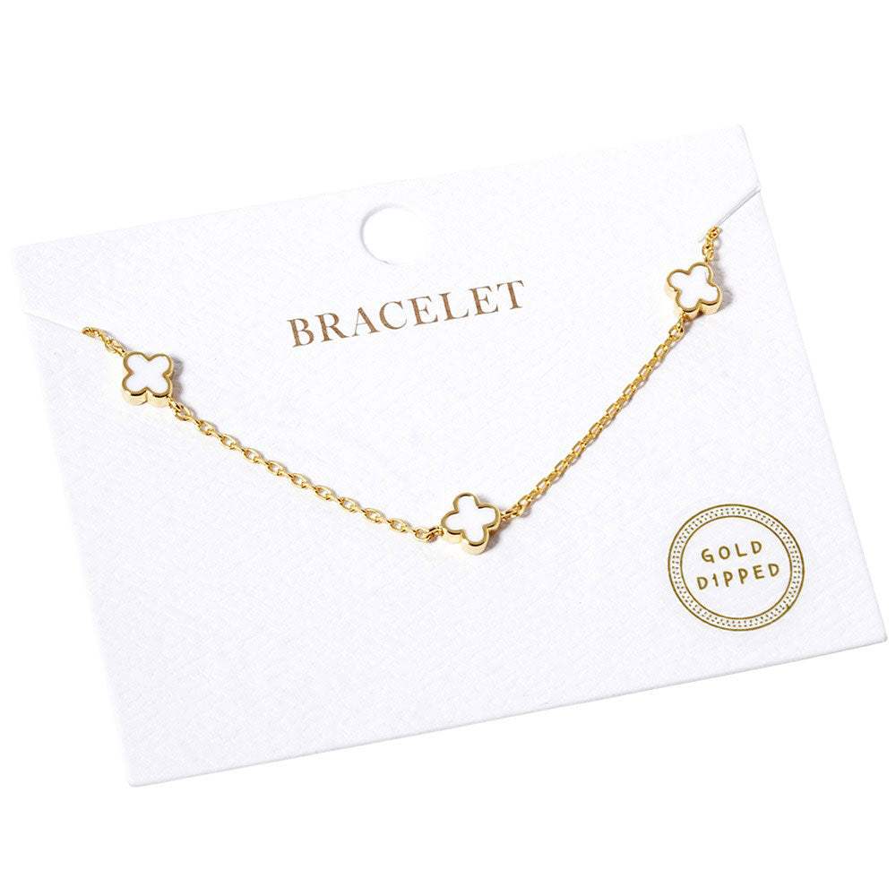 Gold Dipped Triple Quatrefoil Link Bracelet - Madeline Love - Flyclothing LLC