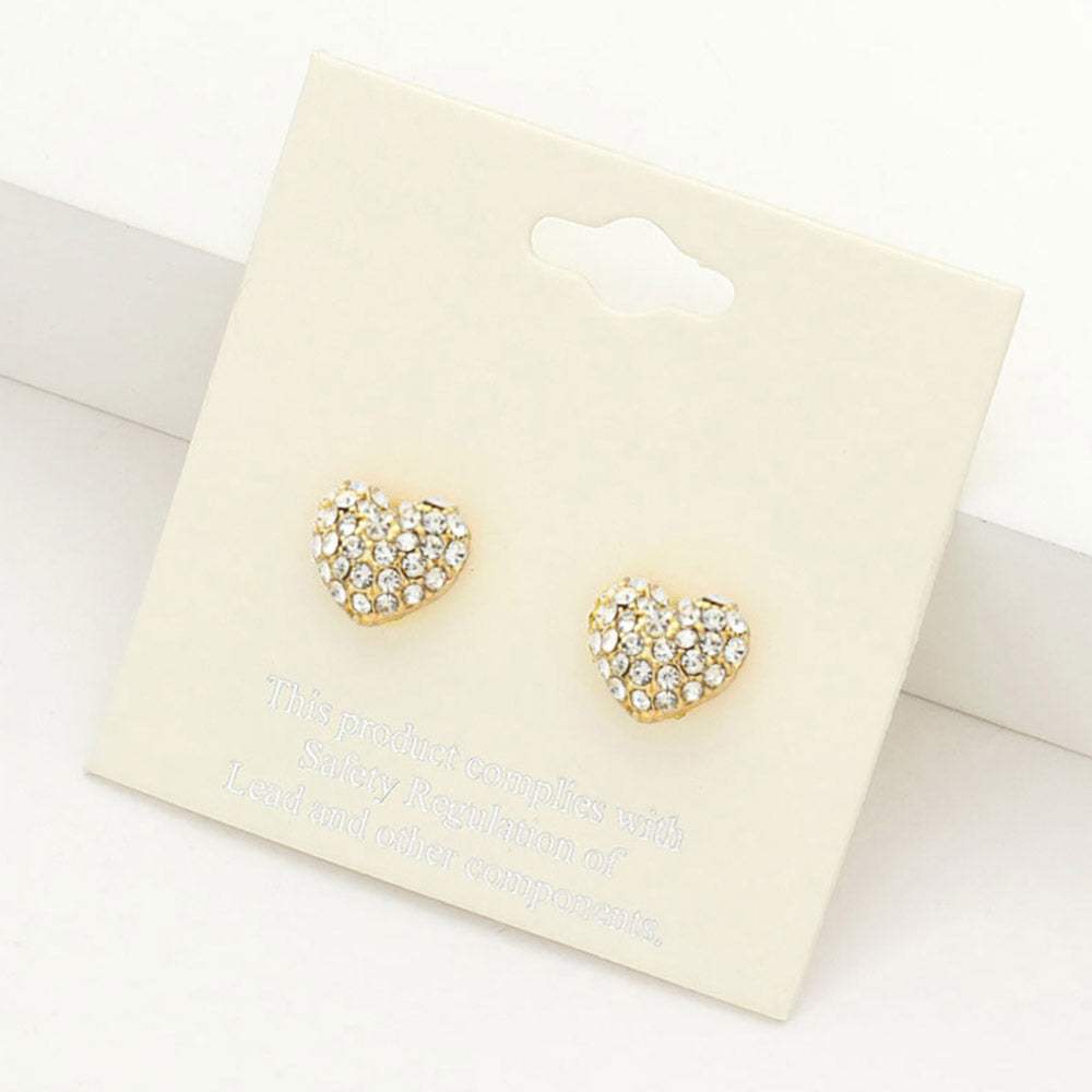 Crystal Pave Heart Stud Earrings - Madeline Love - Flyclothing LLC
