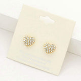 Crystal Pave Heart Stud Earrings - Madeline Love - Flyclothing LLC