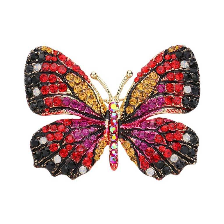 Rhinestone Pave Butterfly Pin Brooch - Madeline Love - Flyclothing LLC