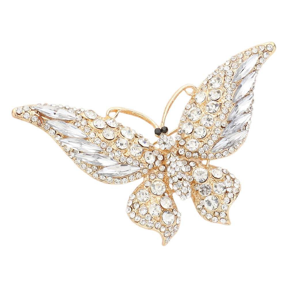 Glass Crystal Butterfly Pin Brooch - Madeline Love - Flyclothing LLC