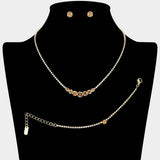 Classic Round Stone Link Rhinestone Paved Necklace - Madeline Love - Flyclothing LLC