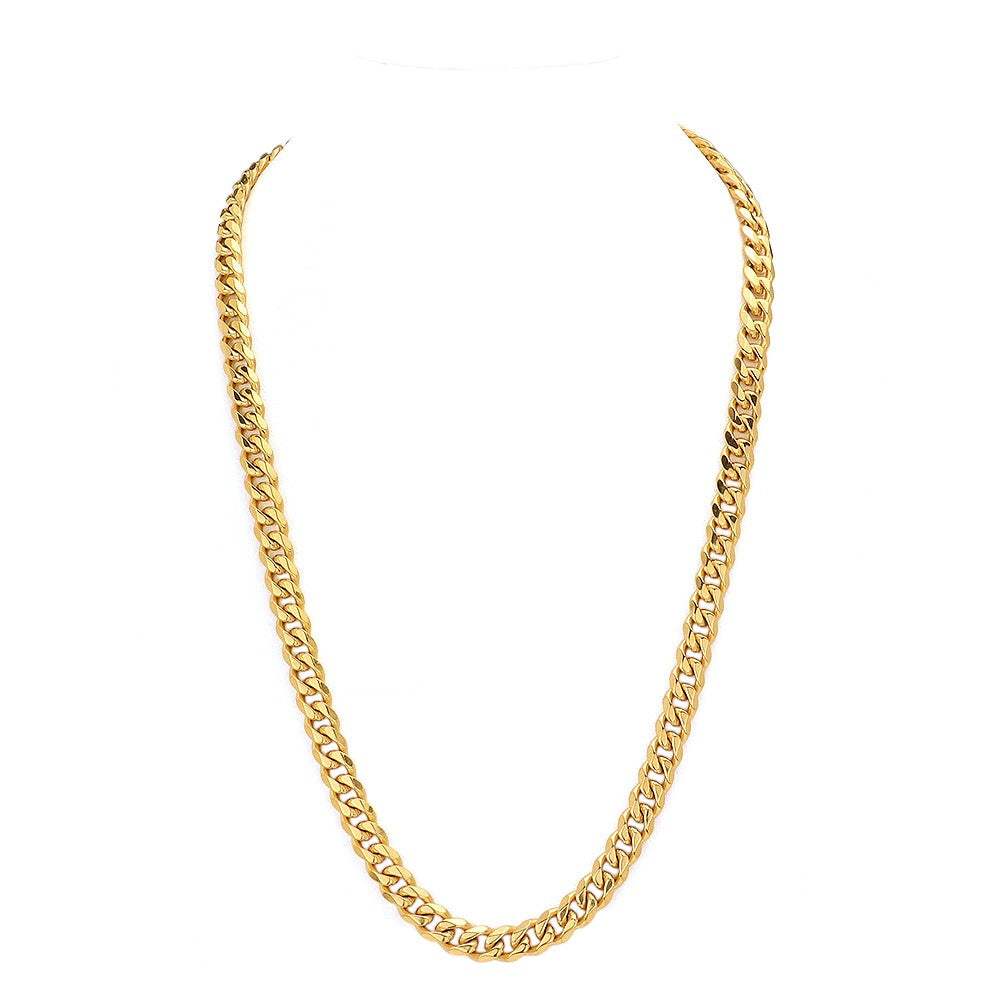 18K Gold Dipped Stainless Steel 30 Inch 8mm 6 Diamond Cut Cuban Chain Necklace - Madeline Love - Flyclothing LLC