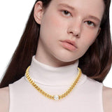 18K Gold Dipped Stainless Steel CZ Square Stone Necklace - Madeline Love - Flyclothing LLC