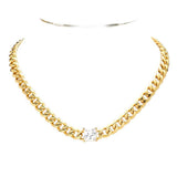 18K Gold Dipped Stainless Steel CZ Square Stone Necklace - Madeline Love - Flyclothing LLC