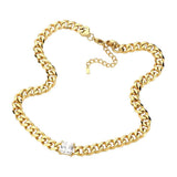 18K Gold Dipped Stainless Steel CZ Square Stone Necklace - Madeline Love - Flyclothing LLC