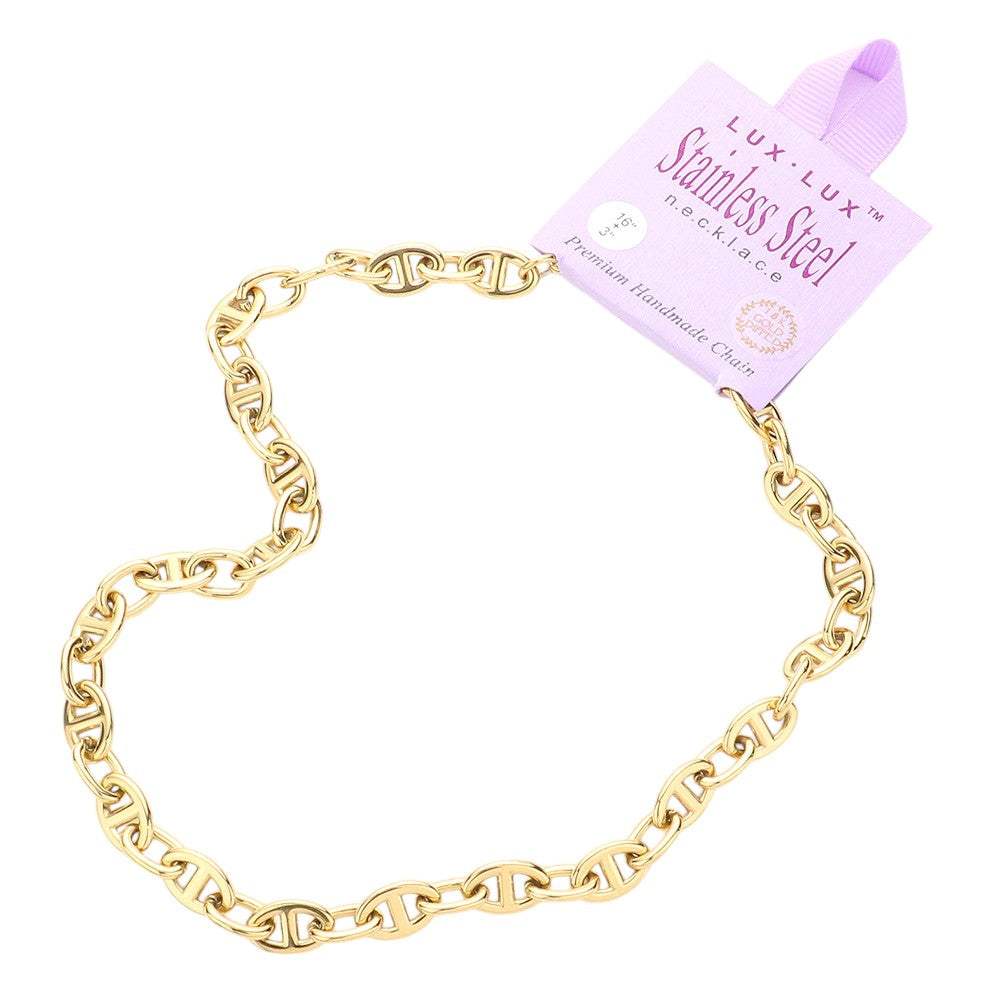 18K Gold Dipped Stainless Steel Handmade Chain Necklace - Madeline Love - Flyclothing LLC