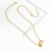 Gold Dipped Double Heart Pendant Bubble Chain Necklace - Madeline Love - Flyclothing LLC