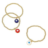 Stainless Steel Ball Evil Eye Charm Beaded Stretch Bracelet - Madeline Love - Flyclothing LLC