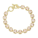 14K Gold Plated Square CZ Stone Link Evening Toggle Bracelet - Madeline Love - Flyclothing LLC