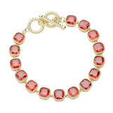 14K Gold Plated Square CZ Stone Link Evening Toggle Bracelet - Madeline Love - Flyclothing LLC