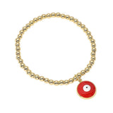 Stainless Steel Ball Evil Eye Charm Beaded Stretch Bracelet - Madeline Love - Flyclothing LLC