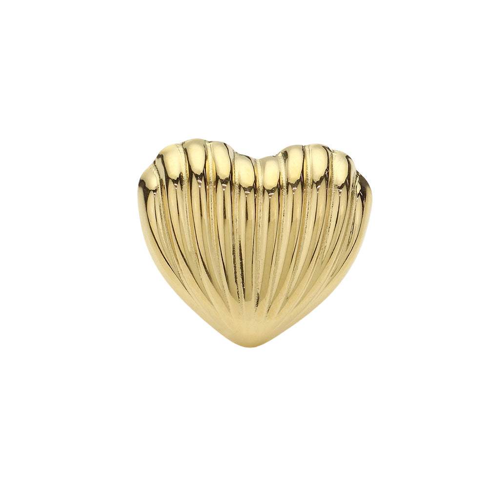 Stainless Steel Ribbed Heart Adjustable Ring - Madeline Love - Flyclothing LLC