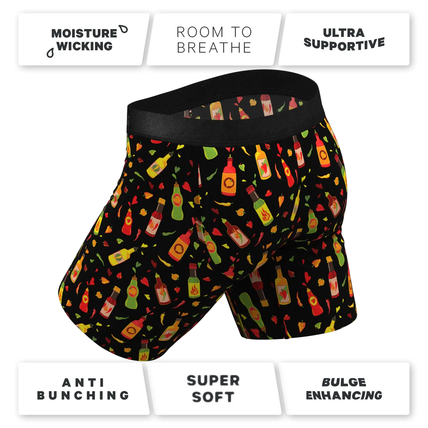 The Gotcha Sriracha | Hot Sauce Long Leg Ball Hammock® Pouch Underwear With Fly - Shinesty - Flyclothing LLC