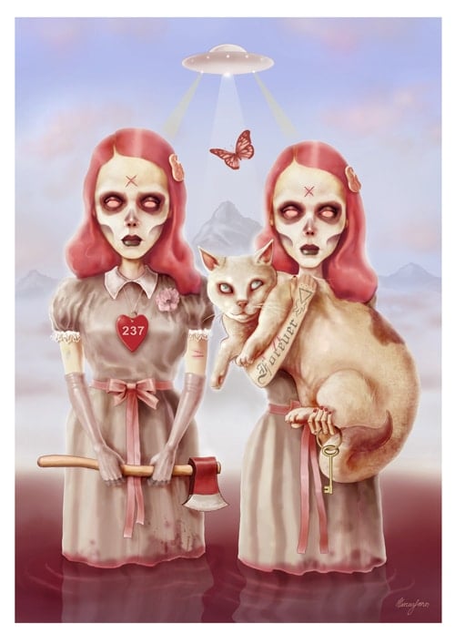 Black Market Art Company Robot Alien Twins Print